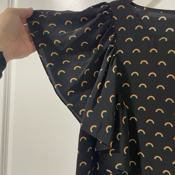 #96-OPENING CEREMONY- silk blouse with mini rainbow print - Picture 4 of 6